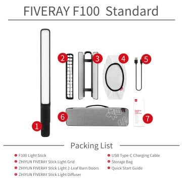 Zhiyun Fiveray F100 RGB LED Işık Çubuğu (Siyah)