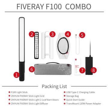Zhiyun Fiveray F100 Combo RGB LED Işık Çubuğu (Siyah)