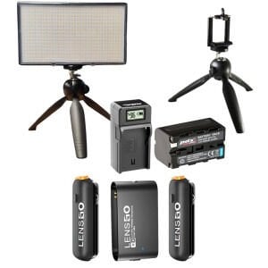 PDX Youtuber Seti (Led Işık, İkili Kablosuz Yaka Mikrofonu, Masaüstü Tripod)