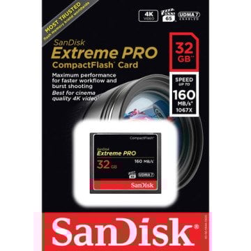 SanDisk 32GB Extreme Pro CompactFlash 160MB/sn Hafıza Kartı