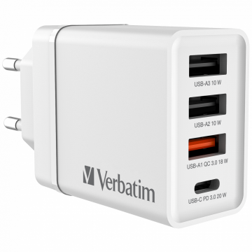 VERBATIM 49701 CHR-30EU2 USB-CHARGER 30W WHITE