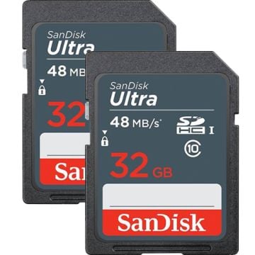 Sandisk 32GB Ultra SDHC 48MB/s Class 10 UHS-I Hafıza Kartı (2'li Paket)