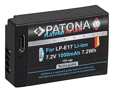 PATONA 1352 Platinum Battery with USB-C Input f. Canon LP-E17 EOS RP 77D 200D 750D 760D 8000D Kiss X8i M3 Rebel