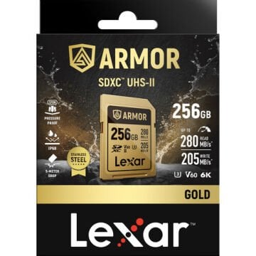 Lexar 256GB Armor Gold UHS-II SDXC 6K V60 Hafıza Kartı