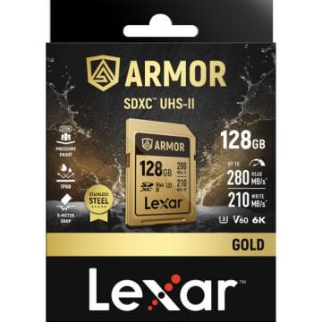 Lexar 128GB Armor Gold UHS-II SDXC 6K V60 Hafıza Kartı