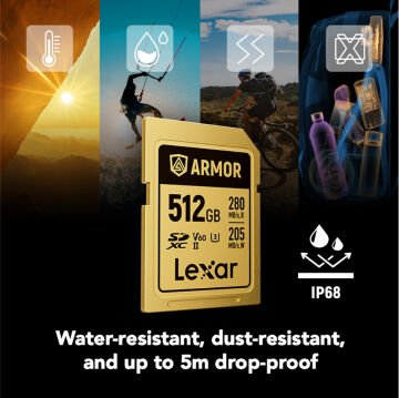 Lexar 512GB Armor Gold UHS-II SDXC 6K V60 Hafıza Kartı