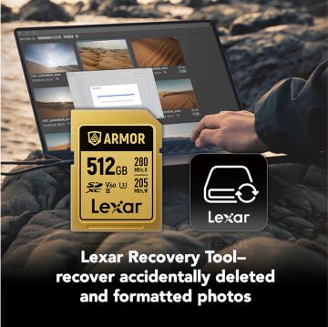 Lexar 512GB Armor Gold UHS-II SDXC 6K V60 Hafıza Kartı