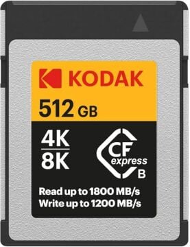 Kodak CFexpress Type B 512GB Memory Card with 1800MBps Read and 1200MBps Write