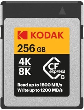 Kodak CFexpress Type B 256GB Memory Card with 1800MBps Read and 1200MBps Write