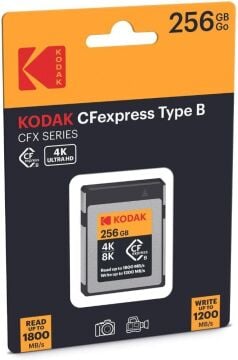 Kodak CFexpress Type B 256GB Memory Card with 1800MBps Read and 1200MBps Write