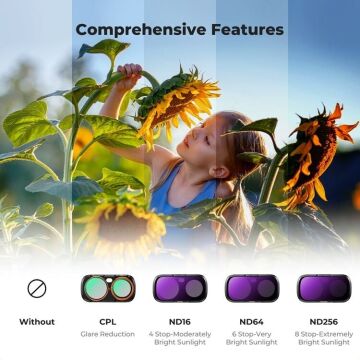 K&F Concept Insta360 Luna Ultra İçin 4 Parça Filtre Seti (CPL + ND16 + ND64 + ND256)