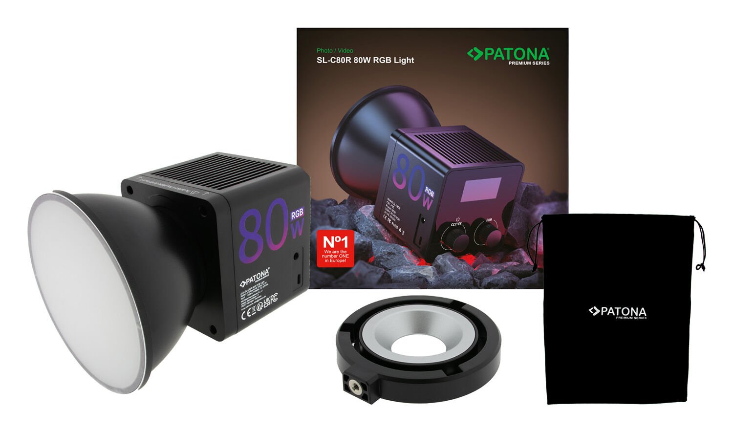 Patona 4245 Premium SL-80R 80W RGB LED video ve fotoğraf ışığı (çanta dahil)