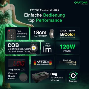 Patona 4245 Premium SL-80R 80W RGB LED video ve fotoğraf ışığı (çanta dahil)