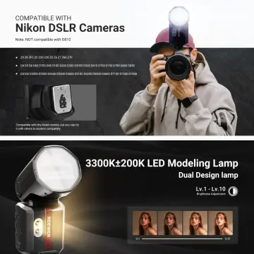 Neewer Z3R-N Nikon Uyumlu 100W Yuvarlak Kafa Akülü Tepe Flaşı