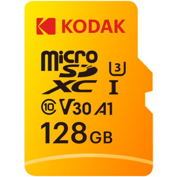 Kodak 128GB UHS-I U3/V30/A1 Yellow Micro SD + Adaptör