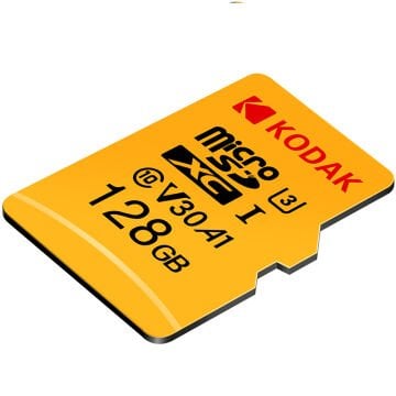 Kodak 128GB UHS-I U3/V30/A1 Yellow Micro SD + Adaptör