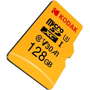 Kodak 128GB UHS-I U3/V30/A1 Yellow Micro SD + Adaptör