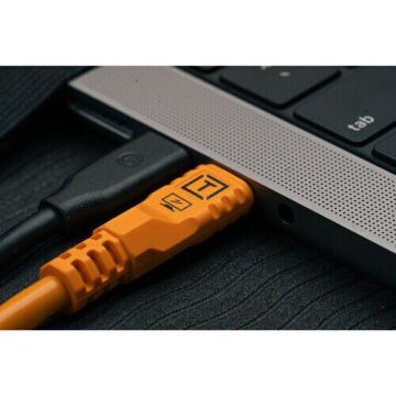 Tether Tools Tether Pro Optima 10G USB-C to USB-C 4.6m Dik Açılı Bağlantı Kablosu ( CUC15RTG2-ORG )