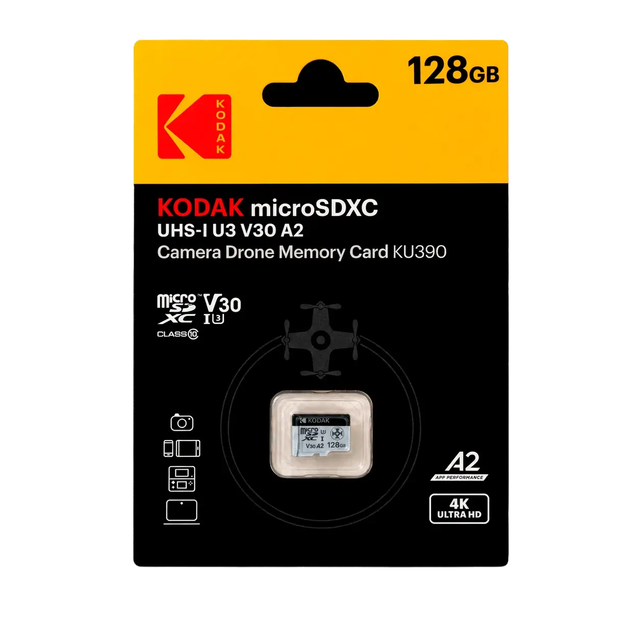 Kodak 128GB Micro SD UHS-I U3/V30/A1 Drone İçin KU390