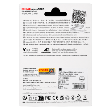 Kodak 128GB UHS-I U3/V30/A2 Drone İçin Micro SD Kart KU390