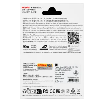 Kodak 256GB UHS-I U3/V30/A2 Drone İçin Micro SD Kart KU390