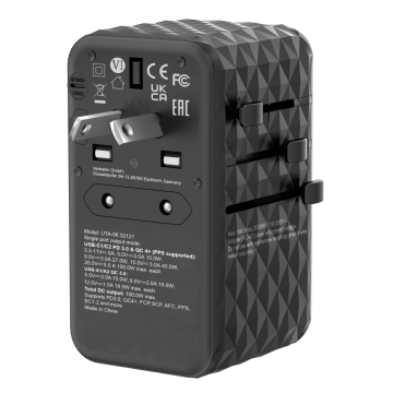 Verbatim 100W GAN 3 Evrensel Seyahat Adaptörü  2x Usb-C PD ve QC 4+ 2 x Usb-A QC 3.0-(32121)