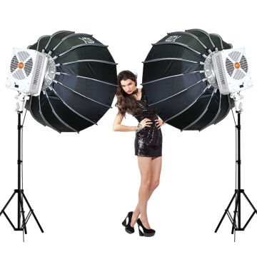 Gdx ML230W Bicolor Video Led 120cm Parabolic Softbox 260cm Işık Ayaklı İkili Sürekli Işık Seti
