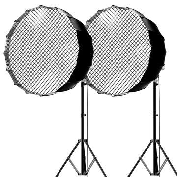 Gdx ML230W Bicolor Video Led 120cm Parabolic Softbox 260cm Işık Ayaklı İkili Sürekli Işık Seti