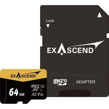 Exascend Catalyst 64GB microSDXC V30 A2 Hafıza Kartı (SD Adaptör ile)