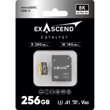 Exascend Catalyst microSD V60, A1 256GB, w/ adapter - 280MB/S Read -180MB/S Write
