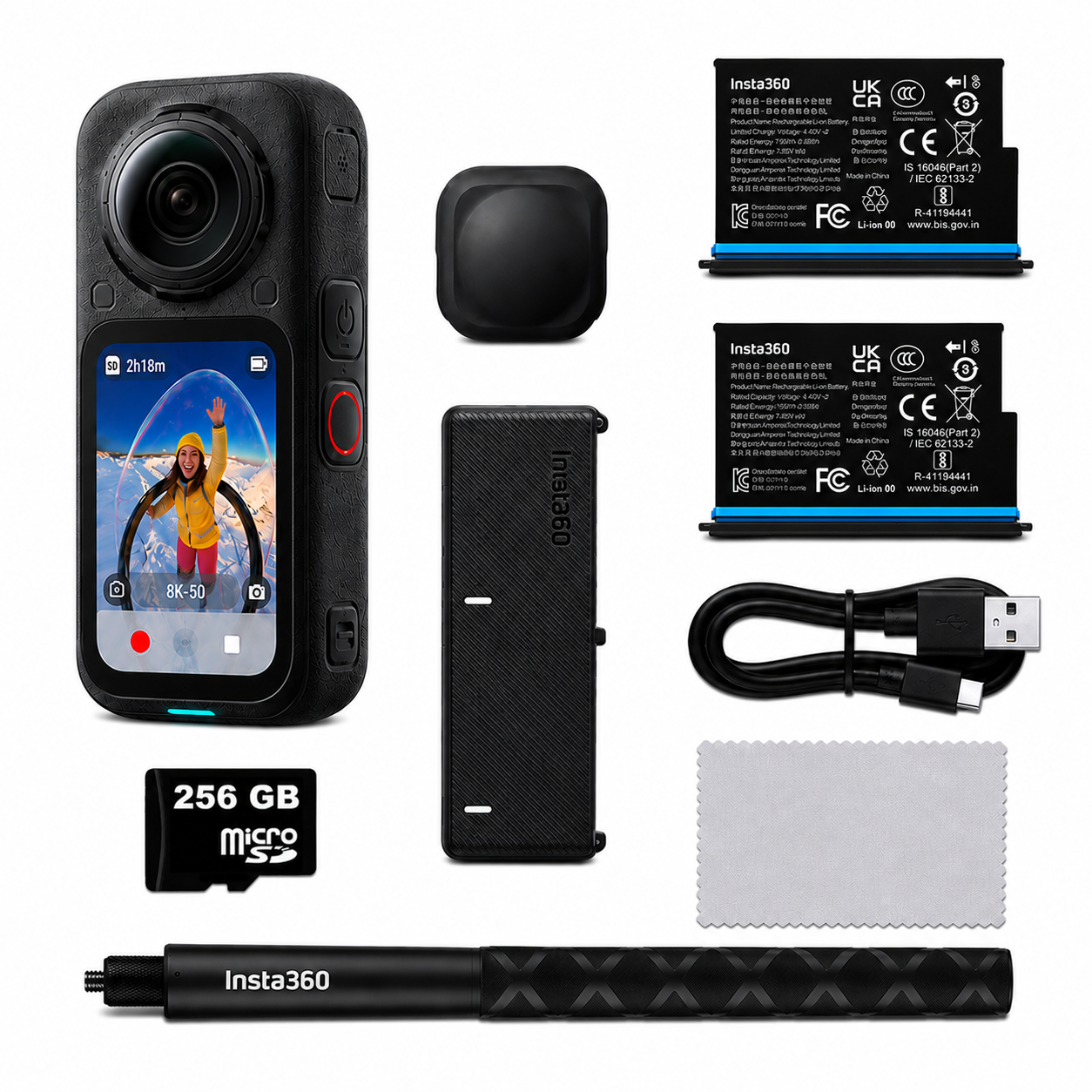 Insta360 X6 360° Aksiyon Kamerası Essentials Bundle + 256 GB MicroSD Hafıza Kartı