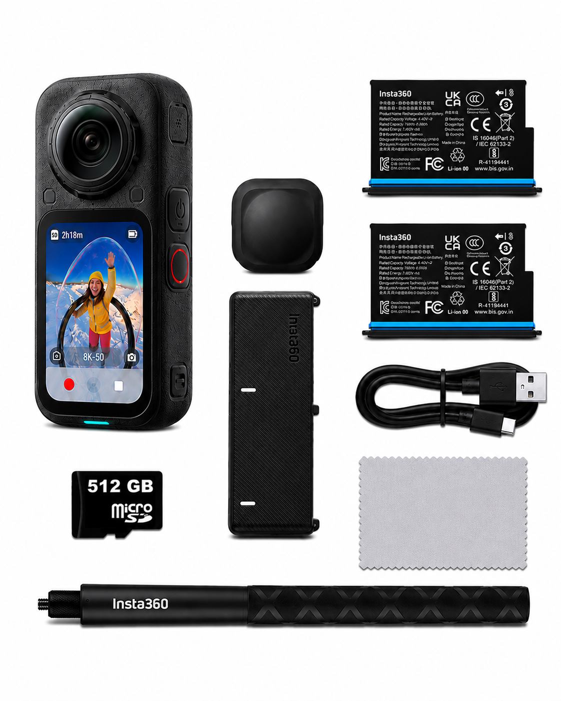 Insta360 X6 360° Aksiyon Kamerası Essentials Bundle + 512 GB MicroSD Hafıza Kartı