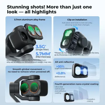 K&F Concept Dji Osmo Pocket 4P İçin Işık Kirliliği Önleyici Filtre (Anti-Light Pollution) (Plastik)