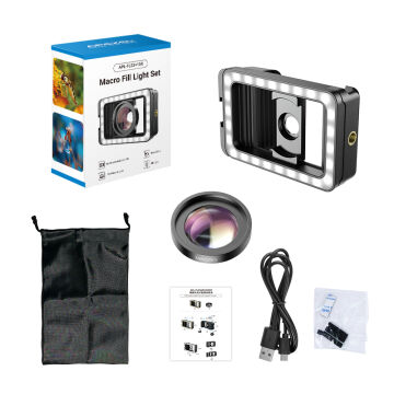 Apexel M15 Dolgu Işıklı Makro Lens