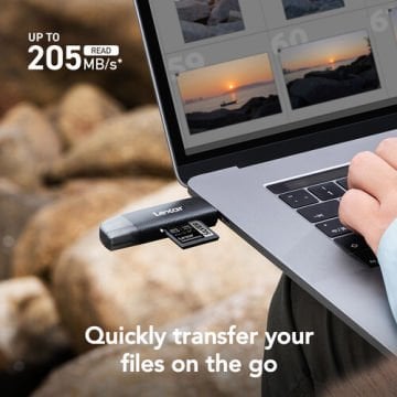 Lexar SD microSD USB Type A/C 3.2 Gen 1 Kart Okuyucu – Çift Bağlantı, Yüksek Hızlı Veri Aktarımı LRW310X-BNBNG