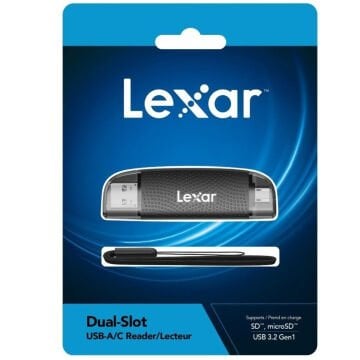Lexar SD microSD USB Type A/C 3.2 Gen 1 Kart Okuyucu – Çift Bağlantı, Yüksek Hızlı Veri Aktarımı LRW310X-BNBNG
