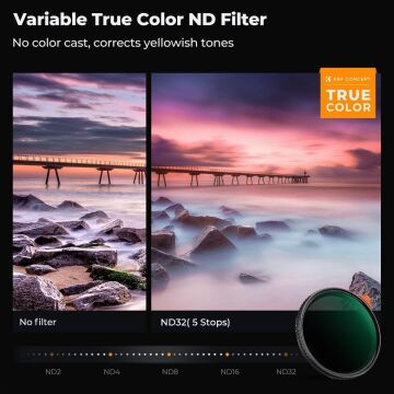 K&F Concept 62mm NANO-X ND2-32  (1-5 Stop) True Color Ultra  Değişken Filtre