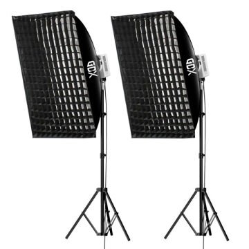 Gdx XL-Kit 2 COB LED Youtube Sürekli Video ve Fotoğraf Işık İkili Set + Gdx BW-6090 Gridli Softbox