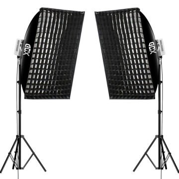 Gdx XL-Kit 2 COB LED Youtube Sürekli Video ve Fotoğraf Işık İkili Set + Gdx BW-6090 Gridli Softbox