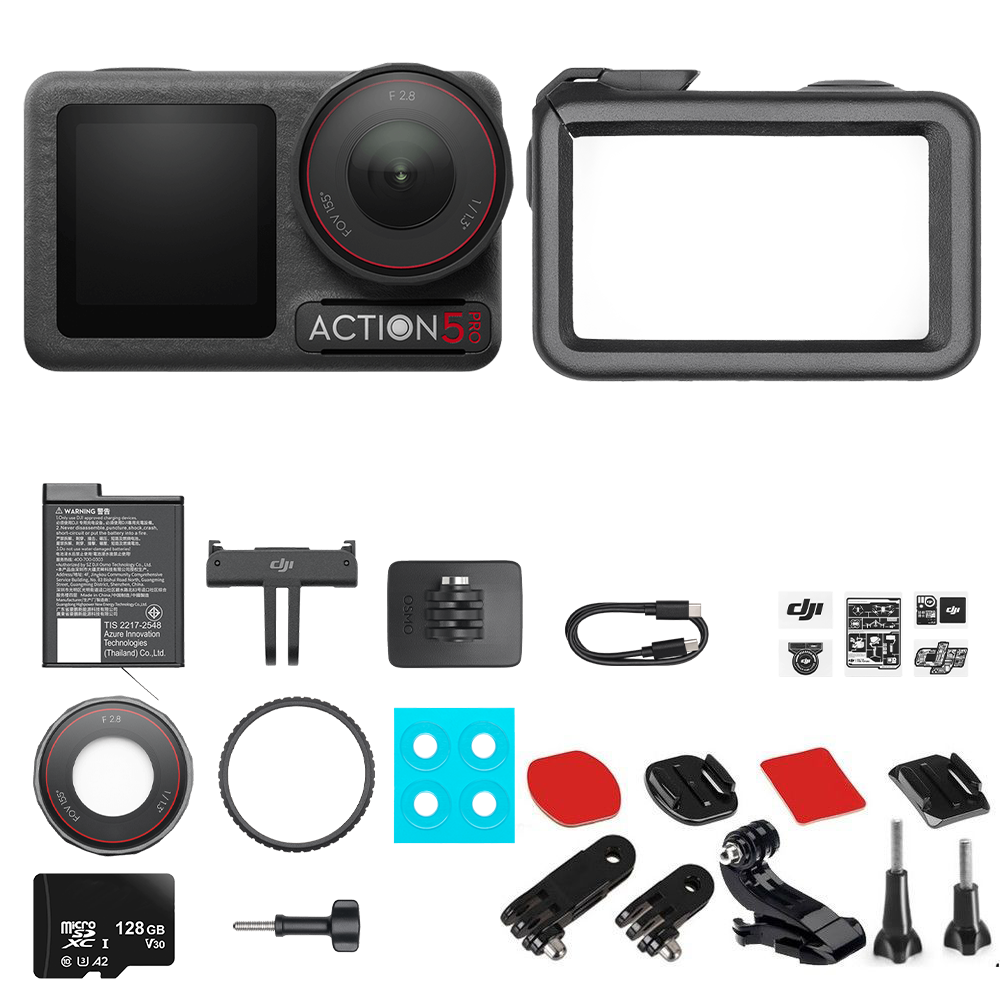 DJI Osmo Action 5 Pro Motosiklet Bisiklet Kask için Combo Set