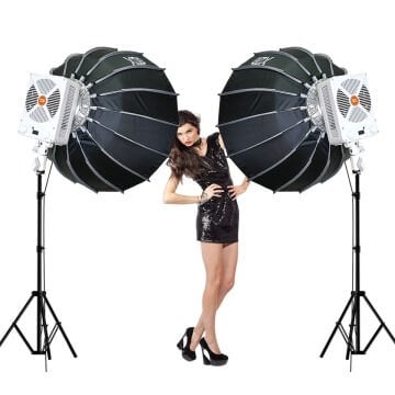 Gdx XL230W Bicolor Video Led 90cm Parabolic Softbox 260cm Işık Ayaklı İkili Sürekli Işık Seti