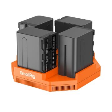 SmallRig 4834 NP-F970 4 Kanallı Kamera Pil Şarj Cihazı ve 4 Pil Takımı