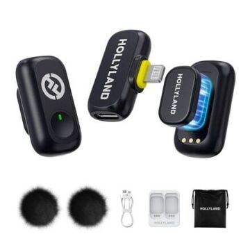 Hollyland LARK A1 Duo Kablosuz Yaka Mikrofonu Sistemi (Siyah)