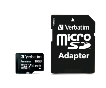 Verbatim 44082 - 16Gb 80Mb/S Premium U1 Micro Sdhc Class 10 (inc Adaptor)
