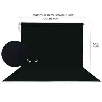Stüdyo Teknik 90cm x 120cm Fon Perdesi Siyah