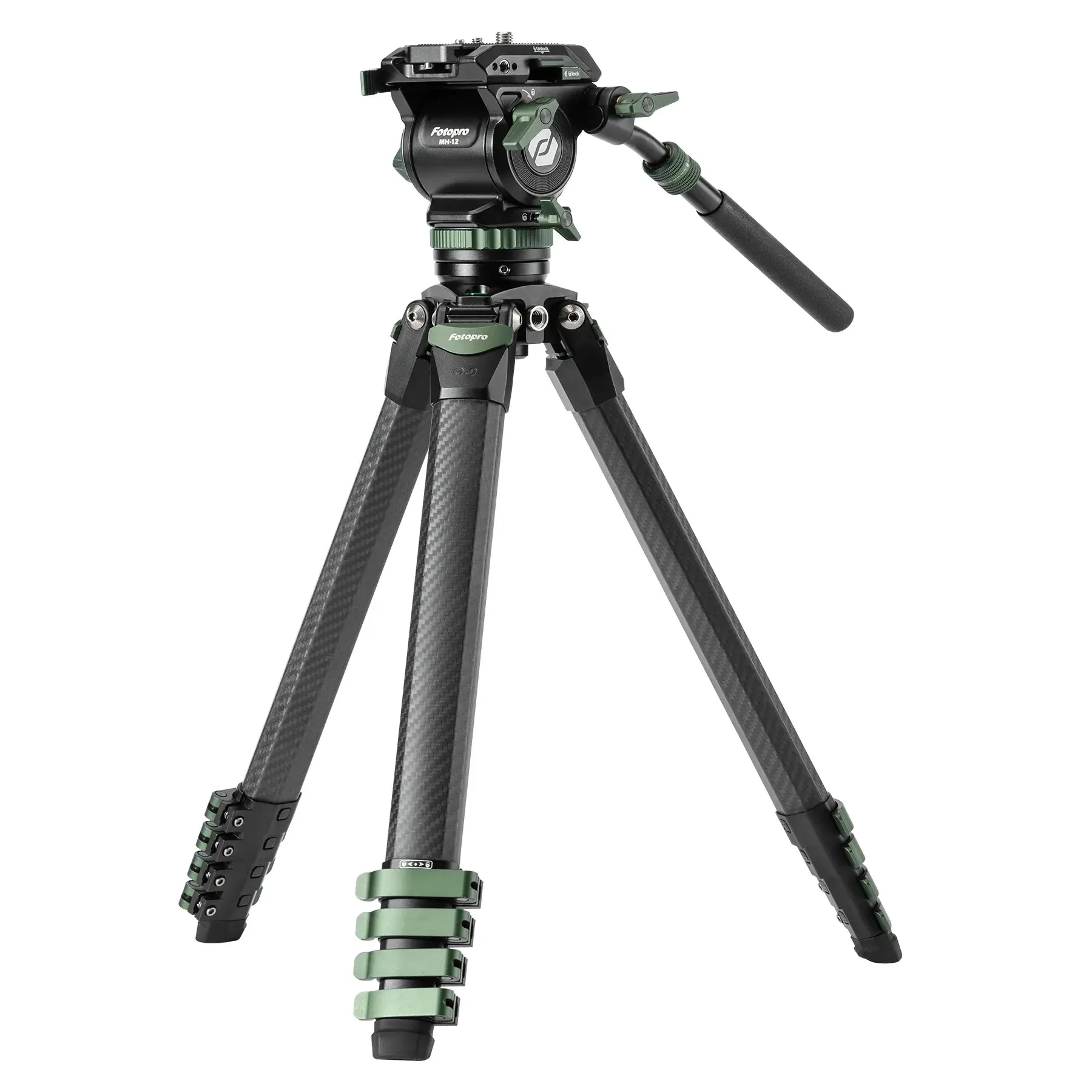 Fotopro Origin O-9 + MH-12 Profesyonel Video Tripod Seti Yeşil