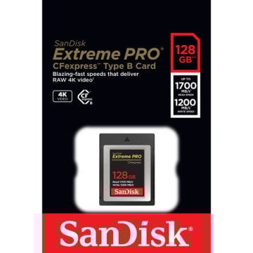 SanDisk 128GB 1700MB/s Extreme PRO CFexpress Type B Hafıza Kartı