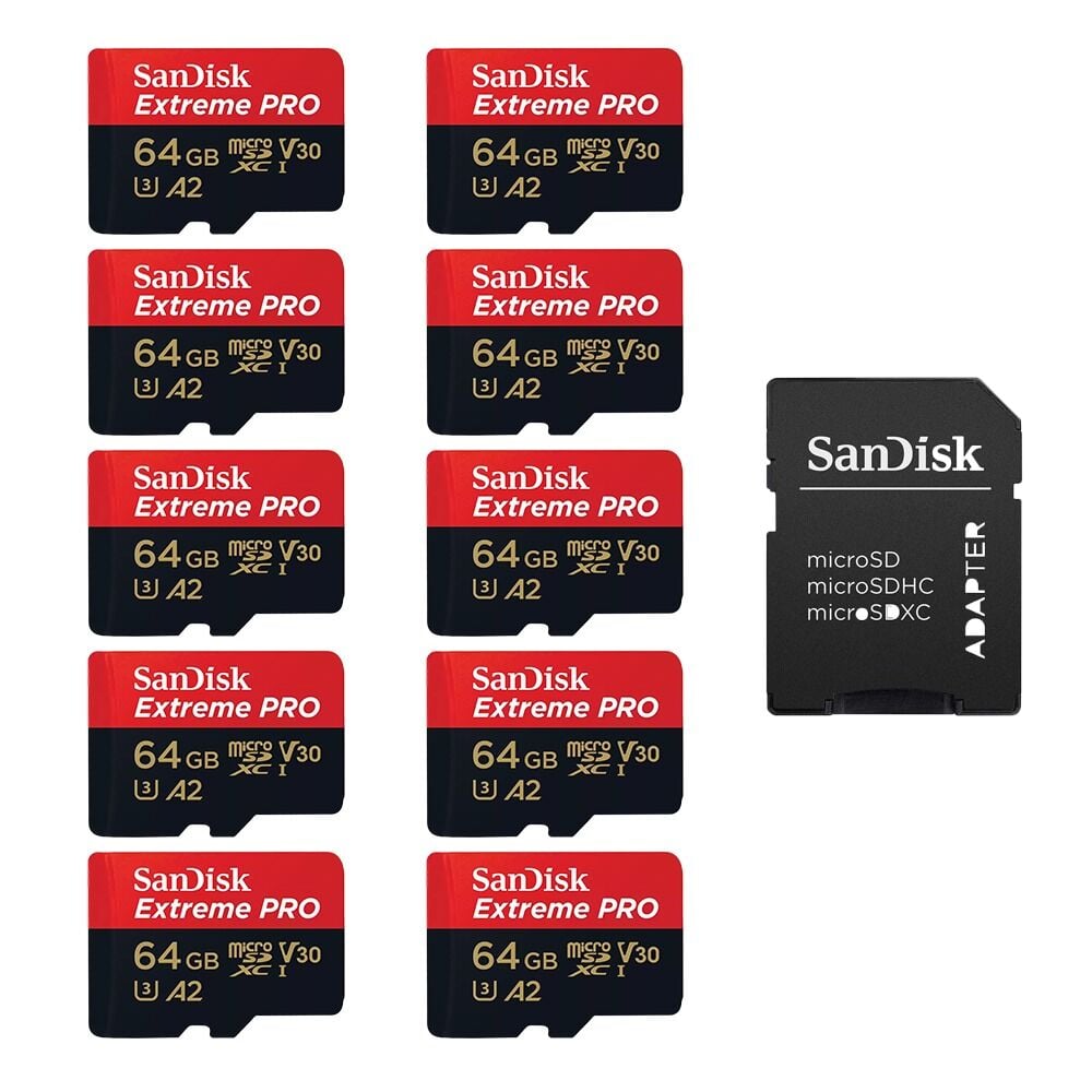 Sandisk Extreme Pro 64GB MicroSDXC Hafıza Kartı (10 Adet)