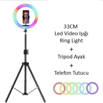 RGB Led Yumuşak Halka Işık MJ33 (200cm Işık Ayağı Dahil)