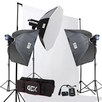 Gdx BM400 3'lü Paraflaş Set + Seyyar Fon Perde 3x6 Metre